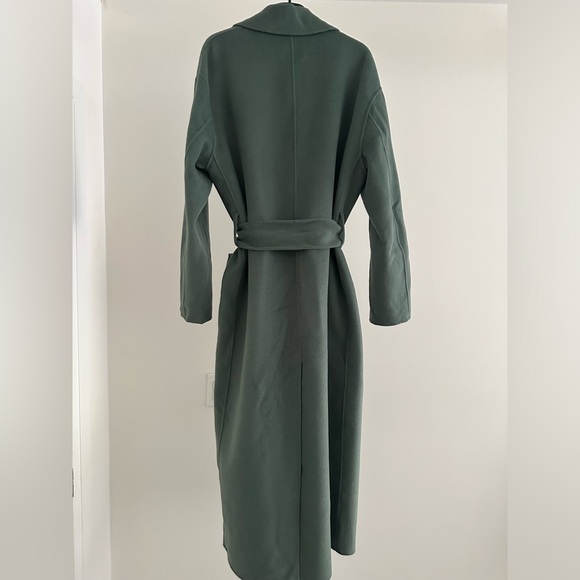 Massimo Dutti Wrap Around Robe Style Wool Coat With Belt in Emerald - Picture 6 of 11